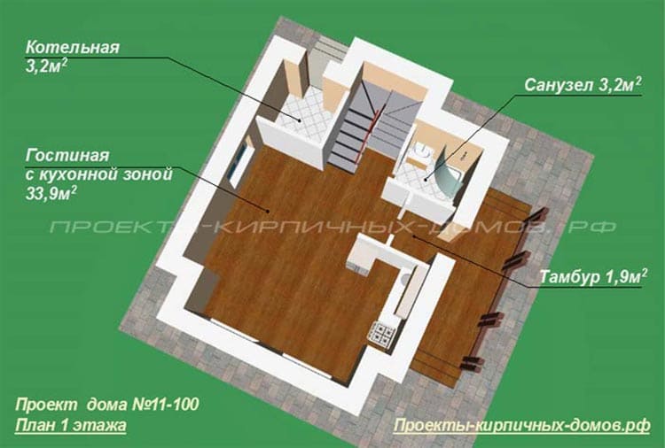 Планировка дома 6х6 с мансардой и туалетом